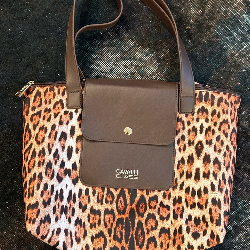 Cavalli Class Leopard Print Shoulder Bag